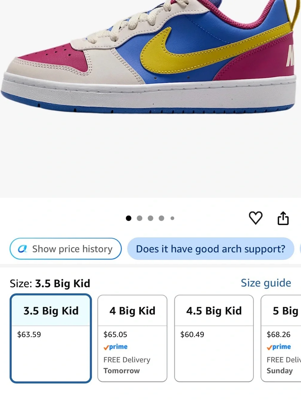 Kids Colorblock Sneakers with Hook-and-Loop Strap — White, Pink, Blue & Yellow